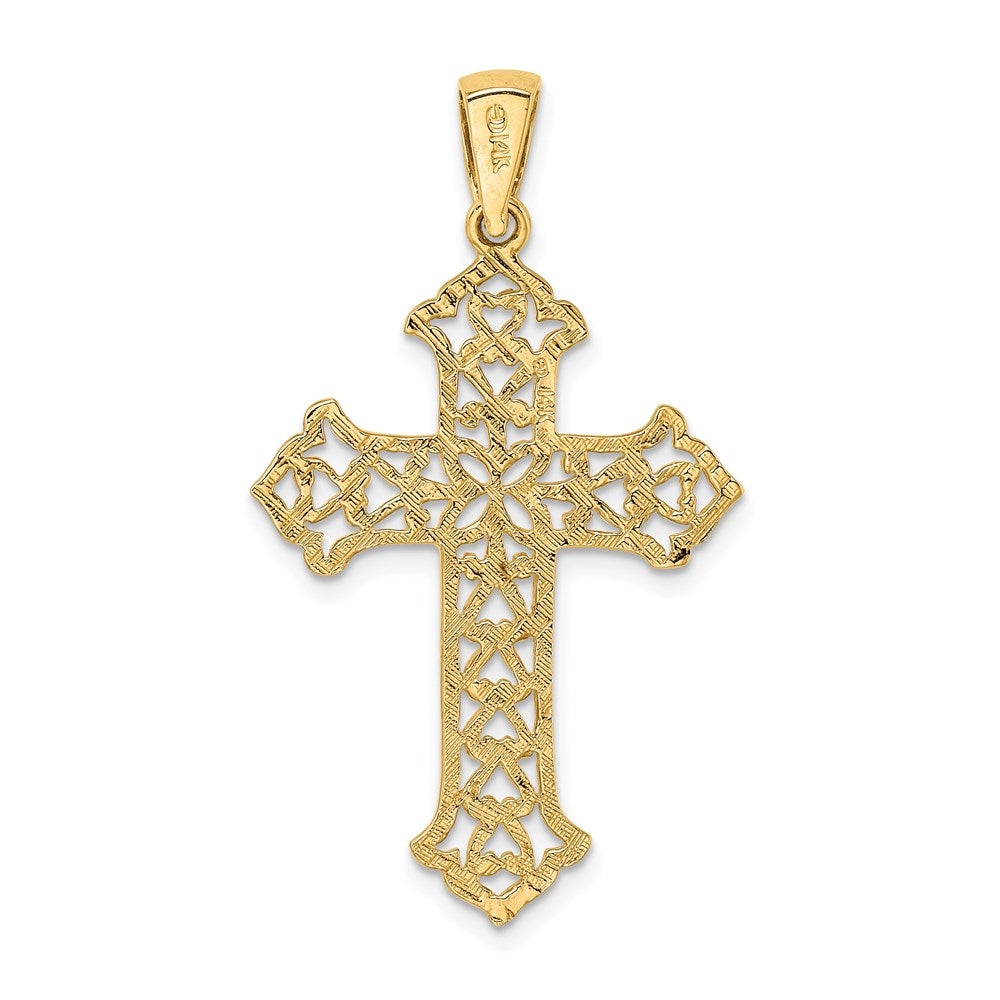 14k Yellow Gold Cut-out Budded Cross Charm