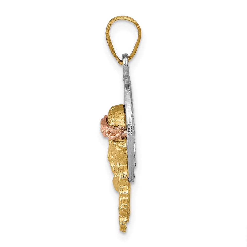 14k Tri-Color Gold Diamond-cut Christ Charm