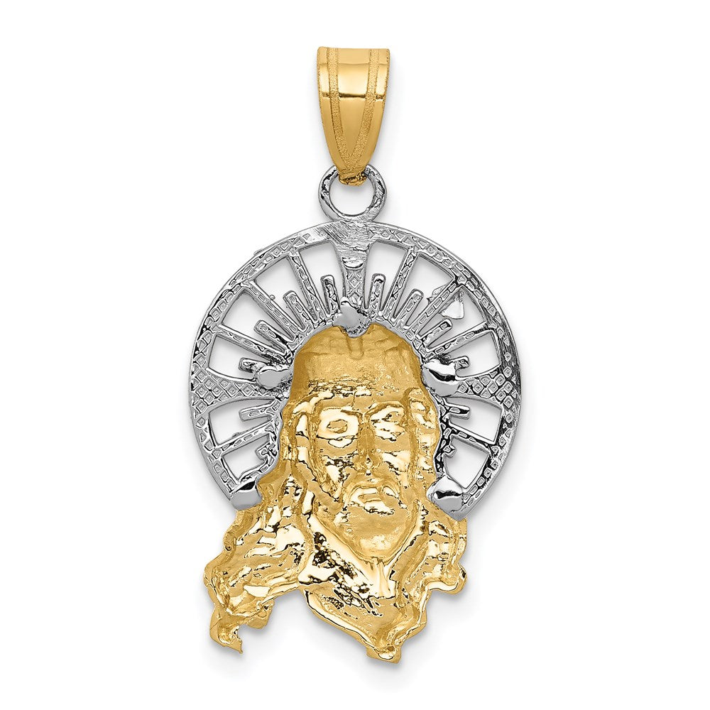 14k Tri-Color Gold Diamond-cut Christ Charm