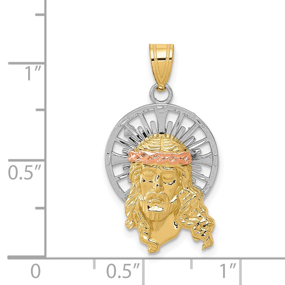 14k Tri-Color Gold Diamond-cut Christ Charm