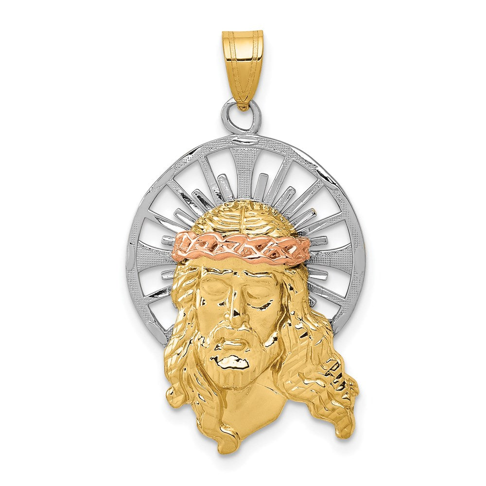 14k Tri-Color Gold Diamond-cut Christ Charm