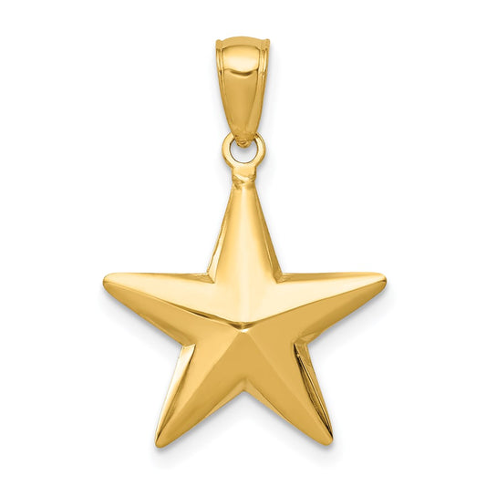 14k Yellow Gold Polished 3-D Star Pendant