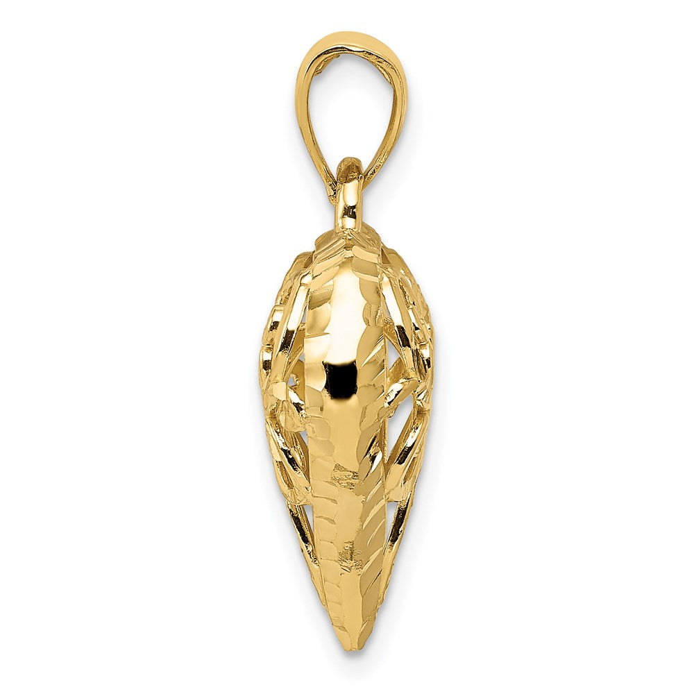 14k Yellow Gold Polished 3-D Filigree Puffed Heart Pendant