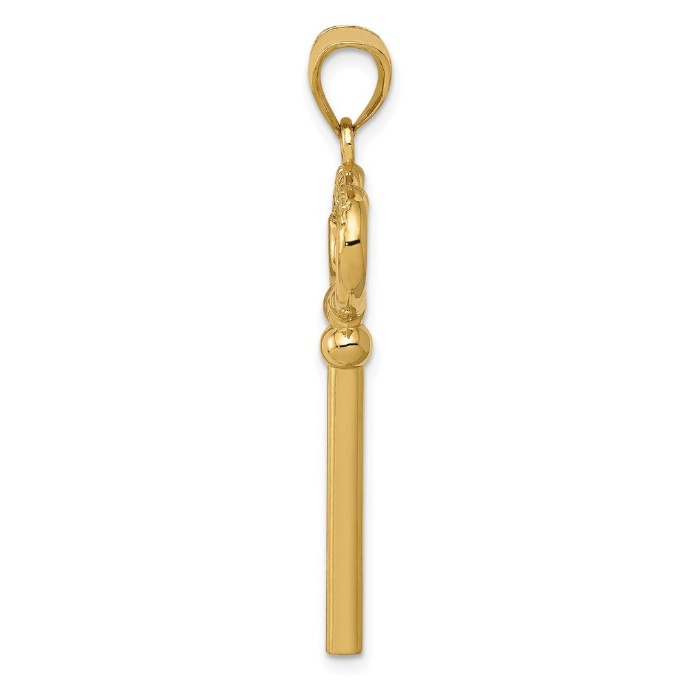 14k Yellow Gold Polished 3-D KEY TO MY HEART Key Charm