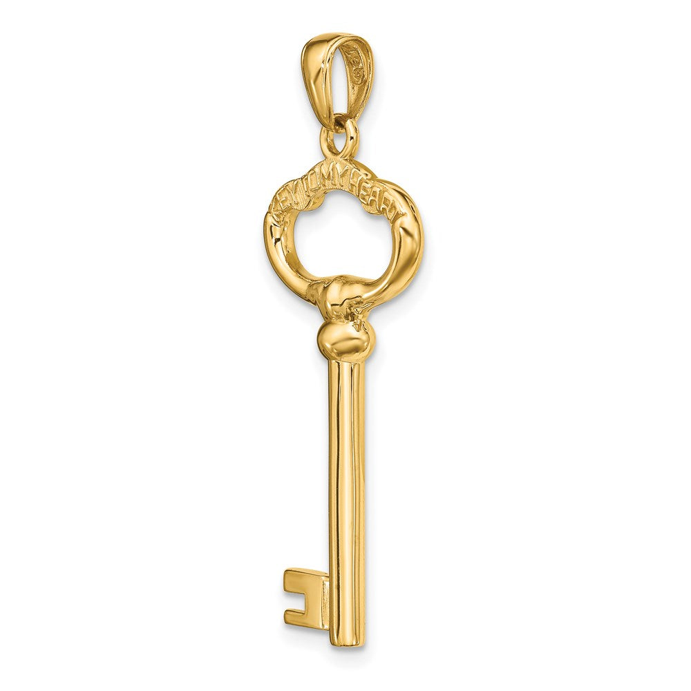 14k Yellow Gold Polished 3-D KEY TO MY HEART Key Charm