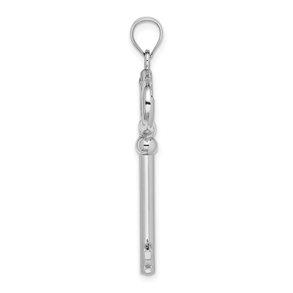 14k White Gold 3D KEY TO MY HEART Key Charm