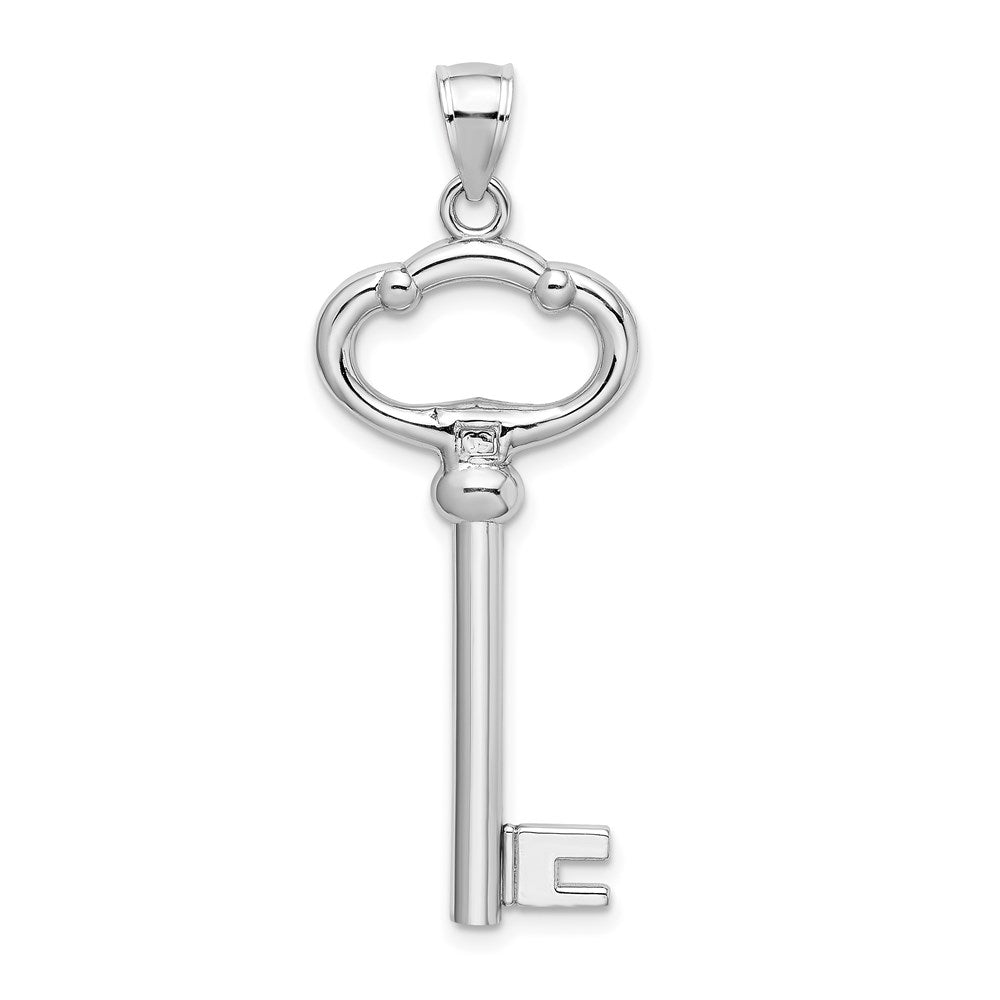 14k White Gold 3D KEY TO MY HEART Key Charm