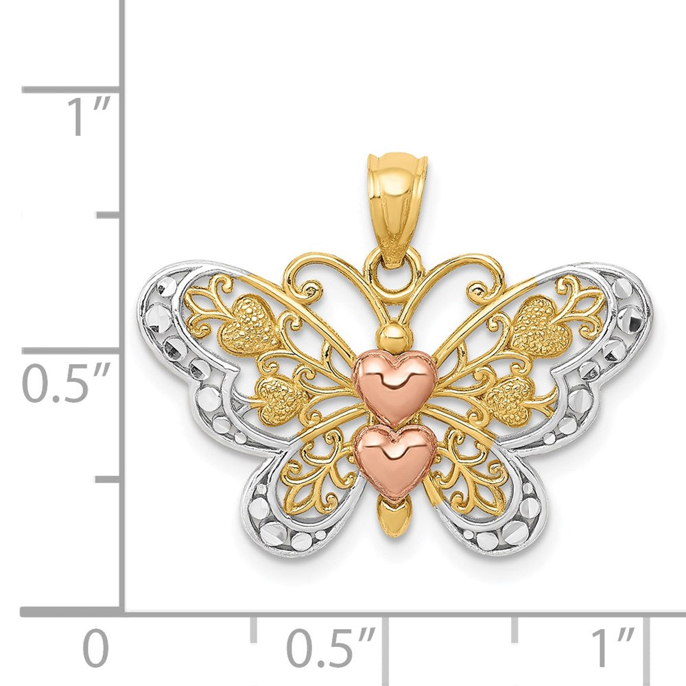 14k Two-tone Gold w/White Rhodium Butterfly Pendant