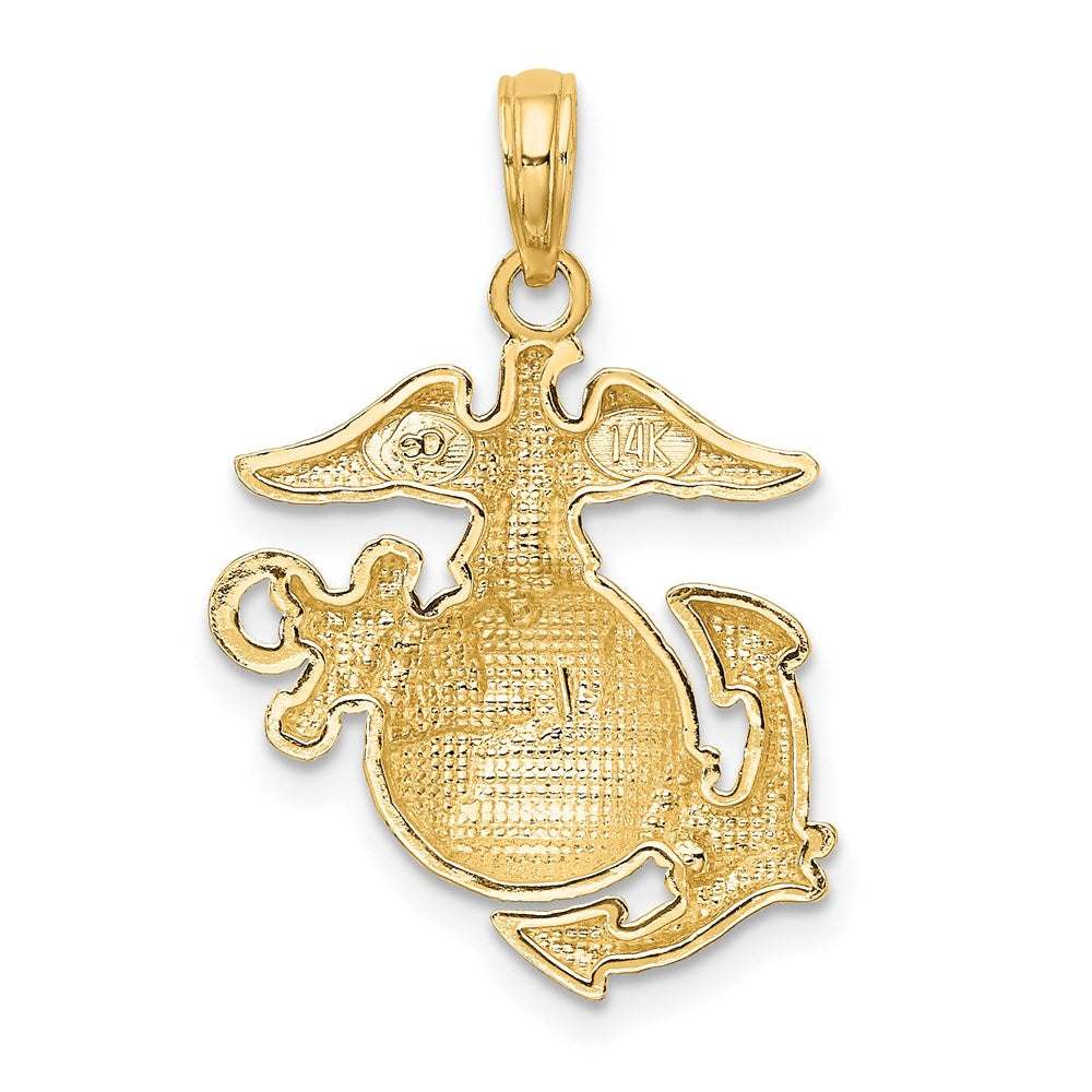 14k Yellow Gold Polished / Textured U.S. Army Marine Corps Charm Pendant for Necklace