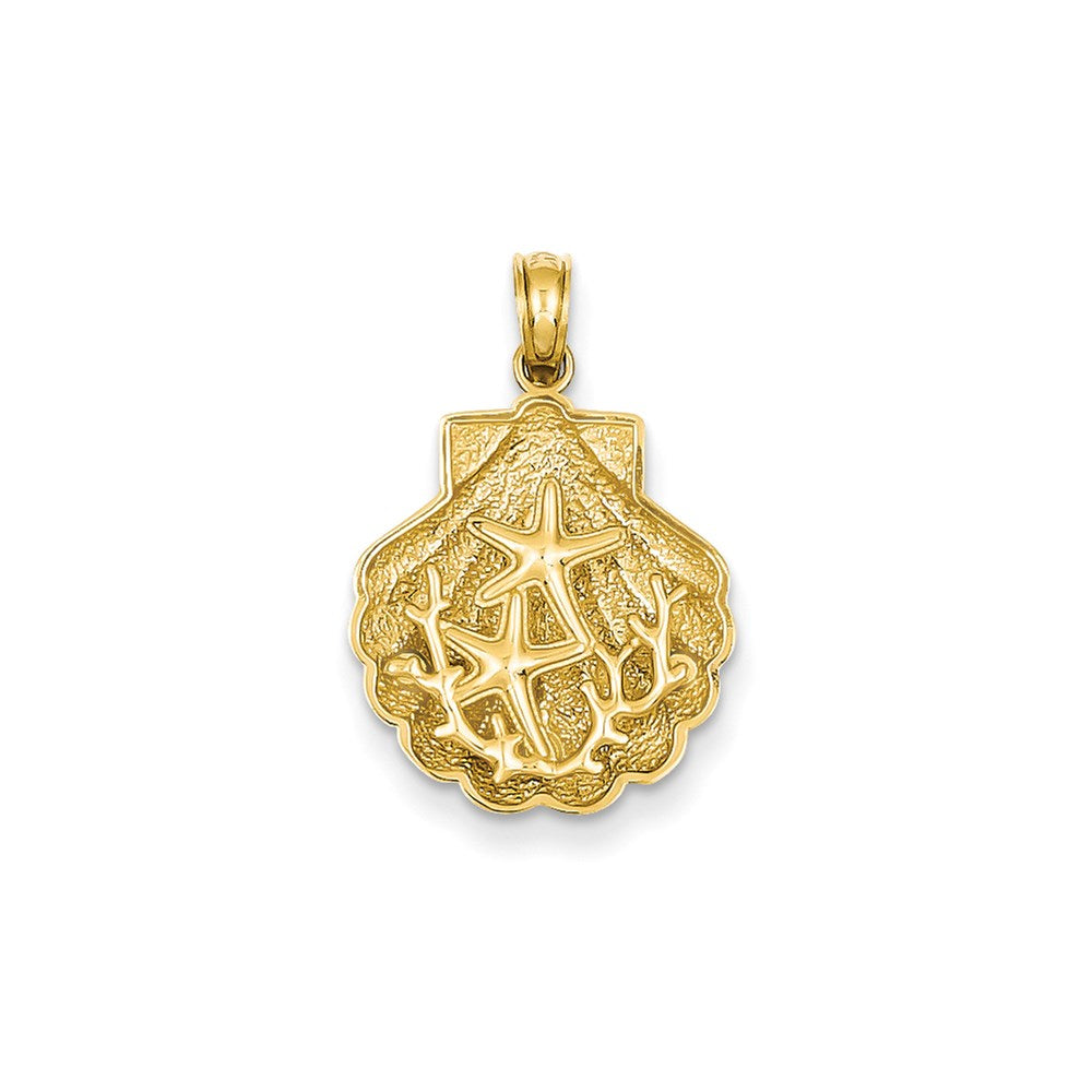 14k Yellow Gold Starfish in a Shell Pendant