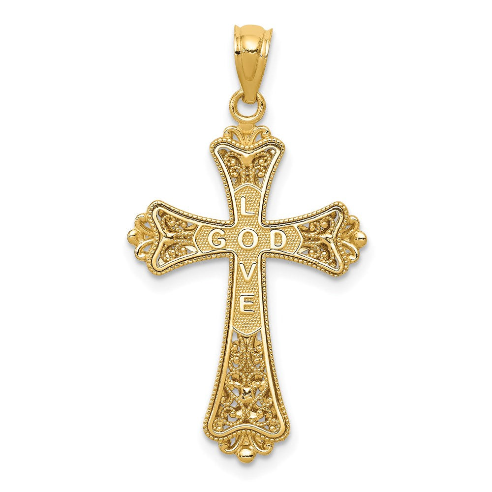 14k Yellow & Rhodium Gold w/Rhodium Reversible Cross Pendant