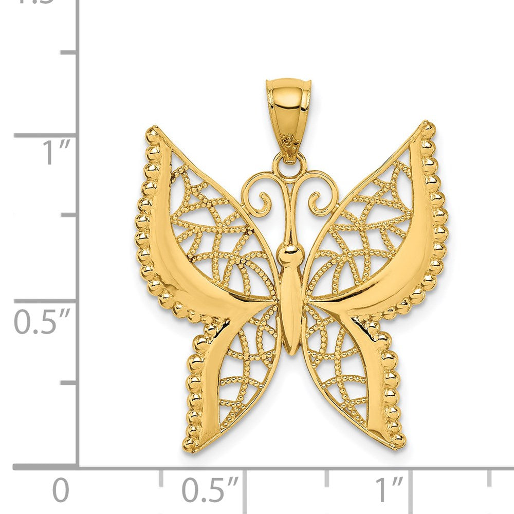 14k Yellow Gold Polished Butterfly Pendant