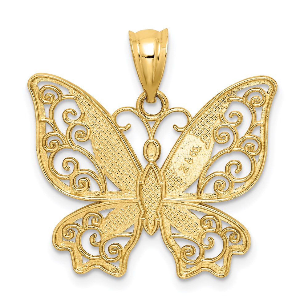 14k Yellow Gold Polished Butterfly Pendant