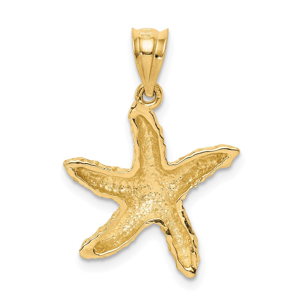 14k Yellow Gold Polished & Textured Starfish Pendant