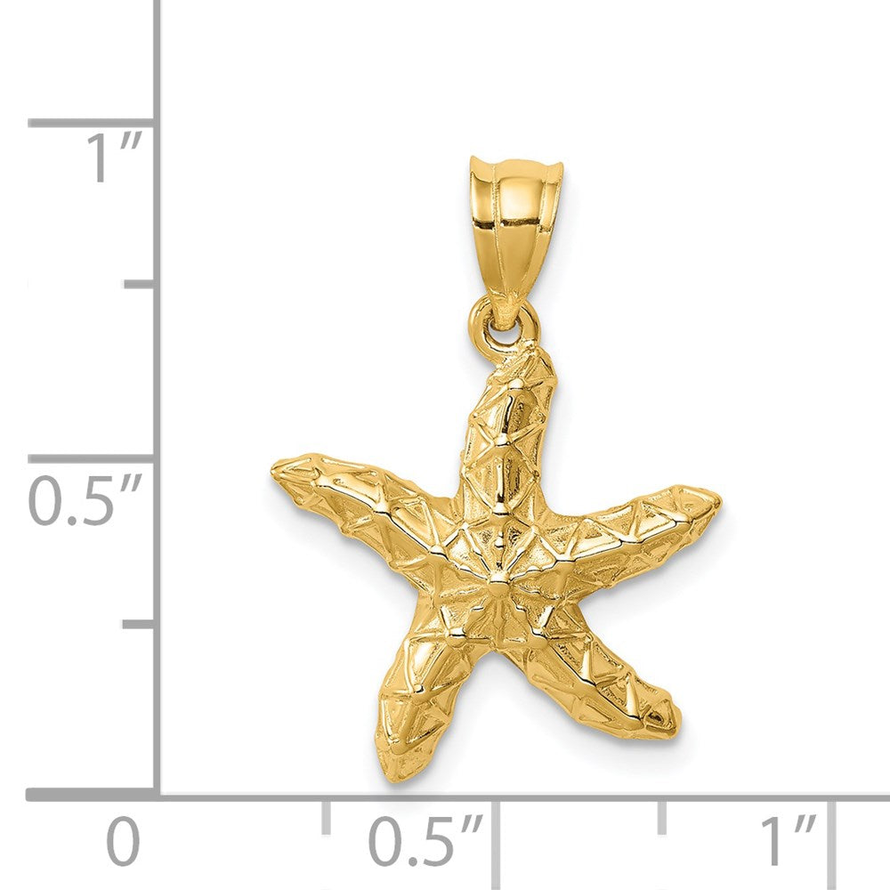 14k Yellow Gold Polished & Textured Starfish Pendant