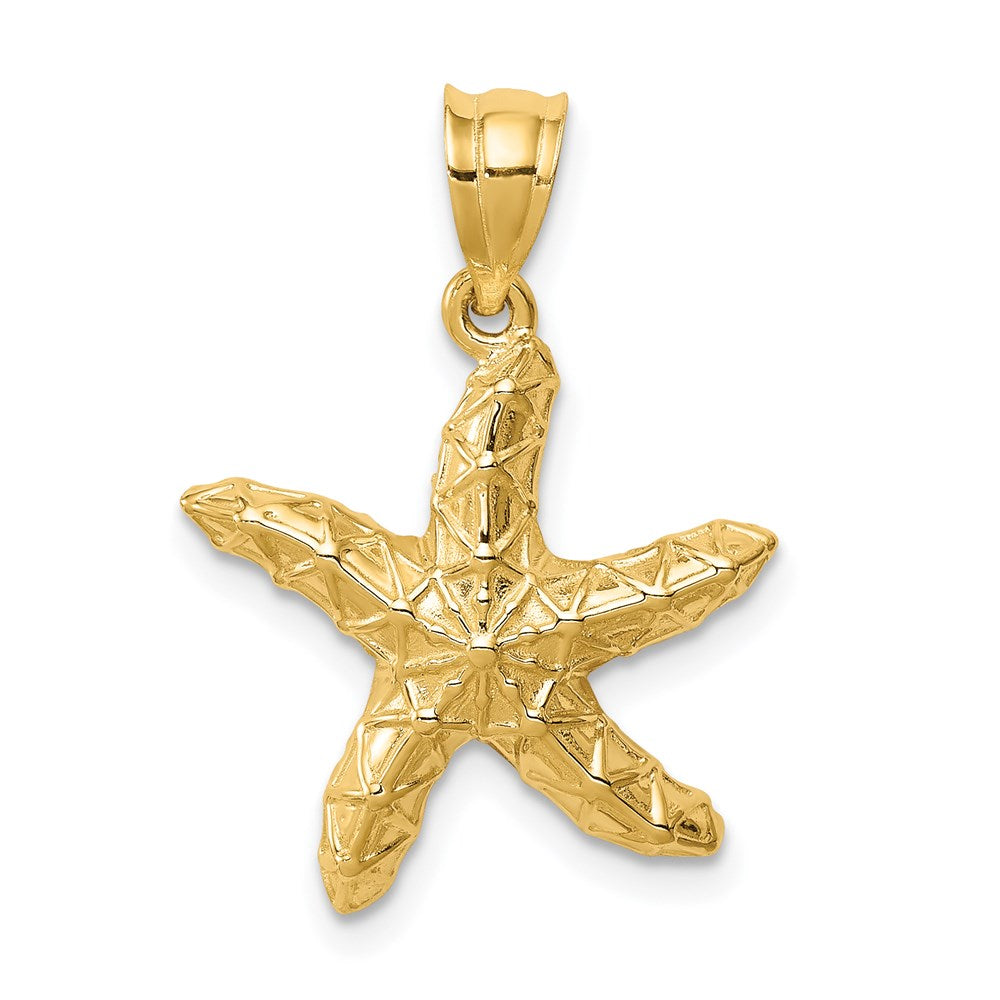 14k Yellow Gold Polished & Textured Starfish Pendant