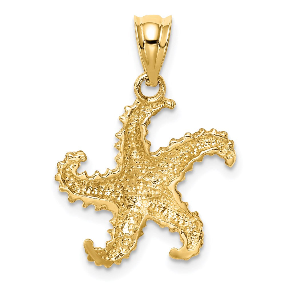 14k Yellow Gold Polished & Textured Starfish Pendant