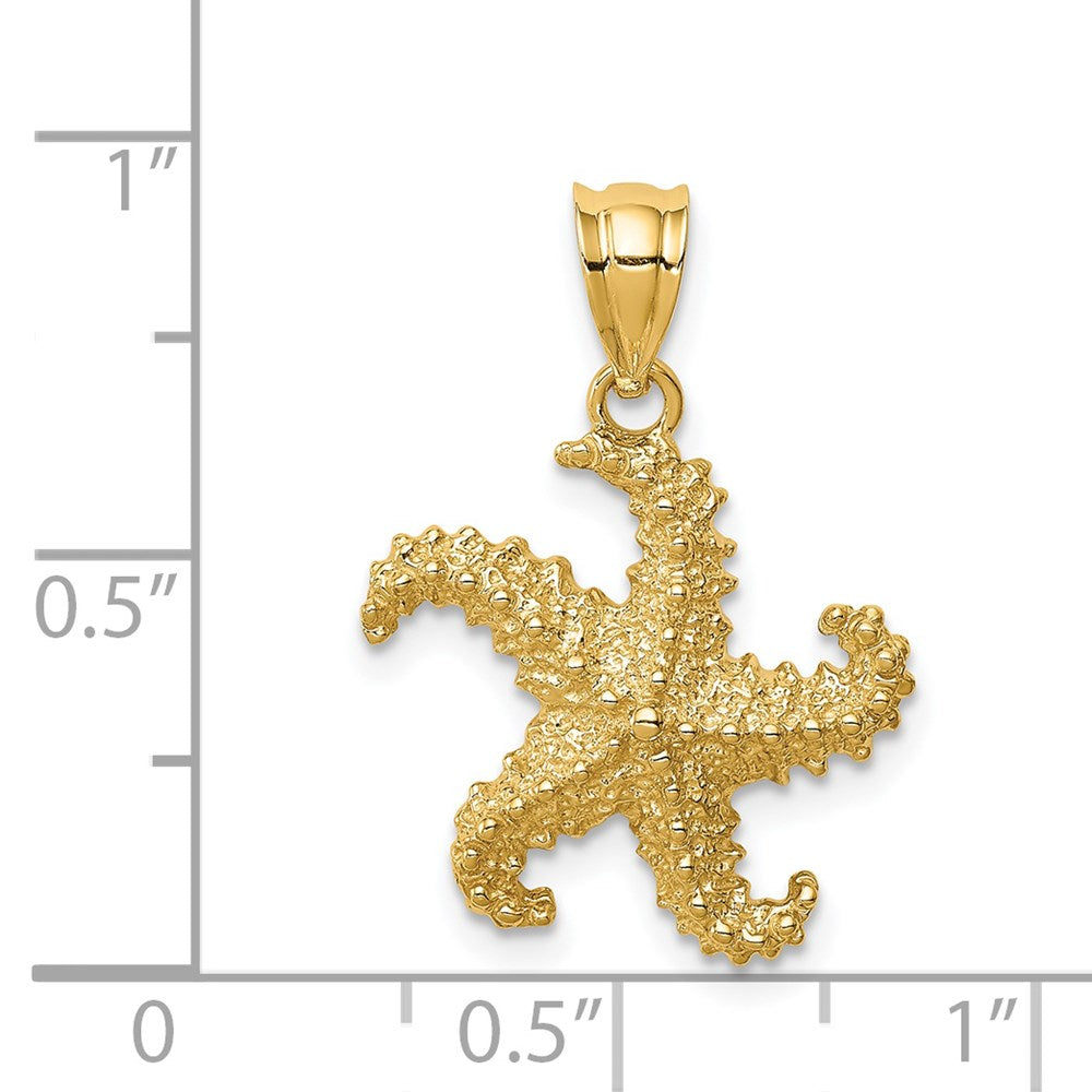 14k Yellow Gold Polished & Textured Starfish Pendant