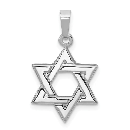 14k White Gold White Polished Star of David Pendant