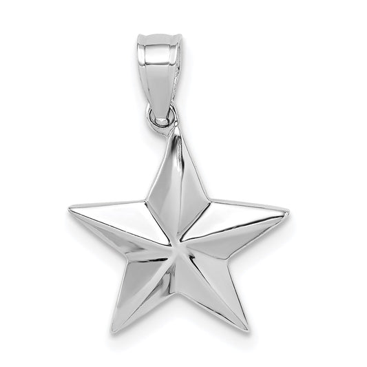 14k White Gold White Polished Star Pendant