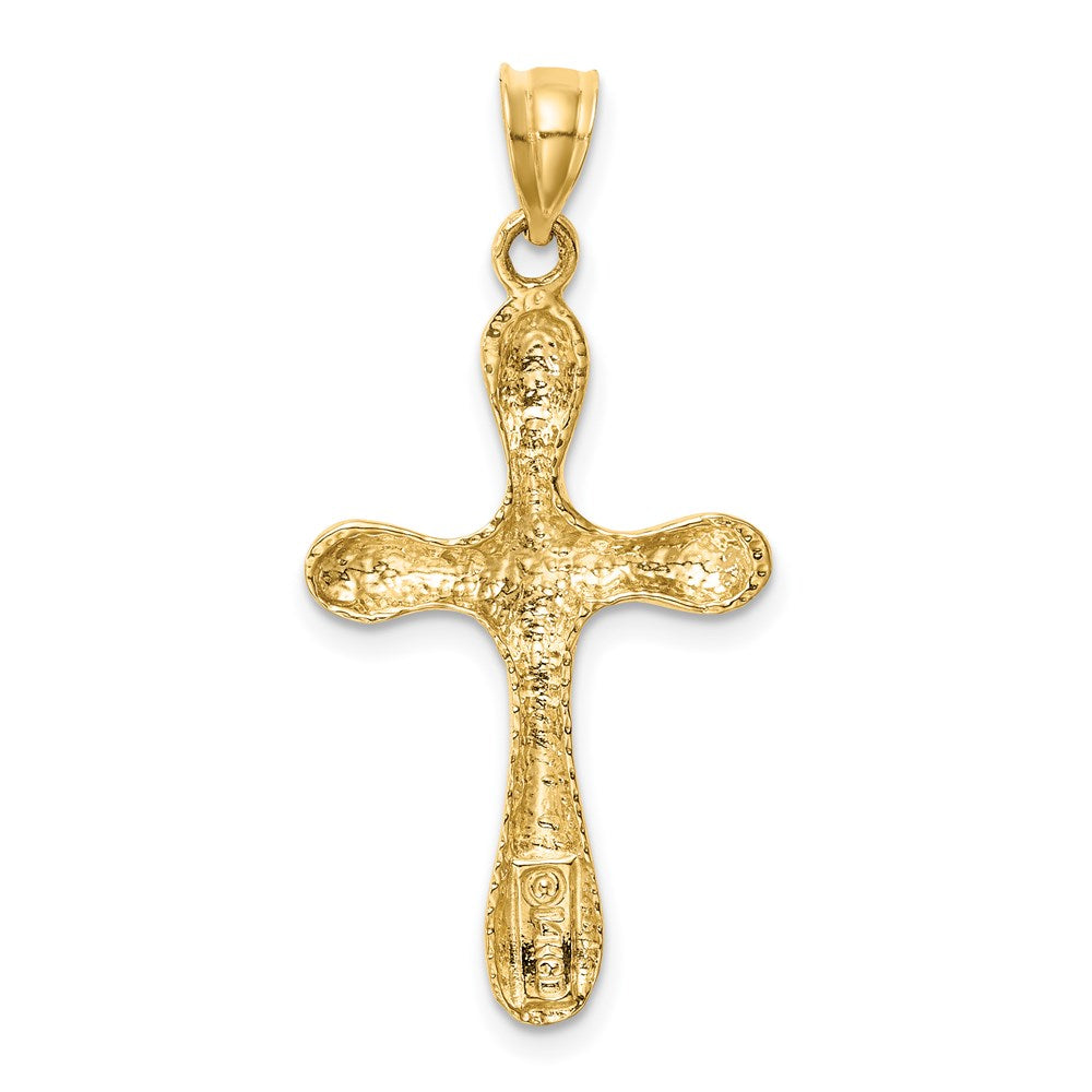 14k Yellow Gold Polished Rounded Edge Cross Pendant