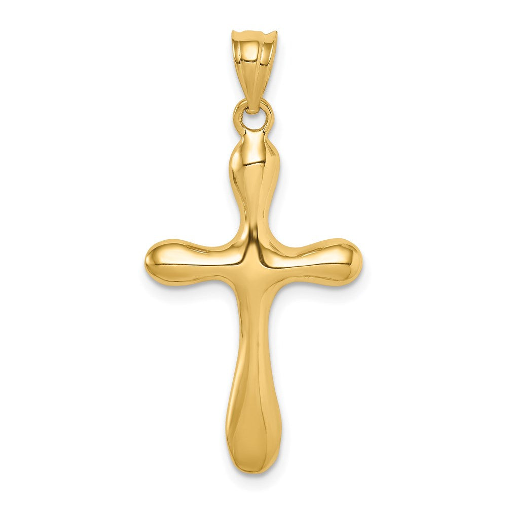 14k Yellow Gold Polished Rounded Edge Cross Pendant