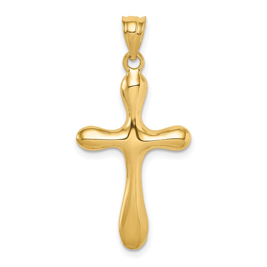 14k Yellow Gold Polished Rounded Edge Cross Pendant