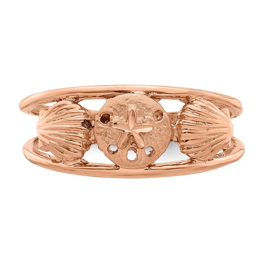 14K Rose Gold Brushed & Polished Sealife Ring