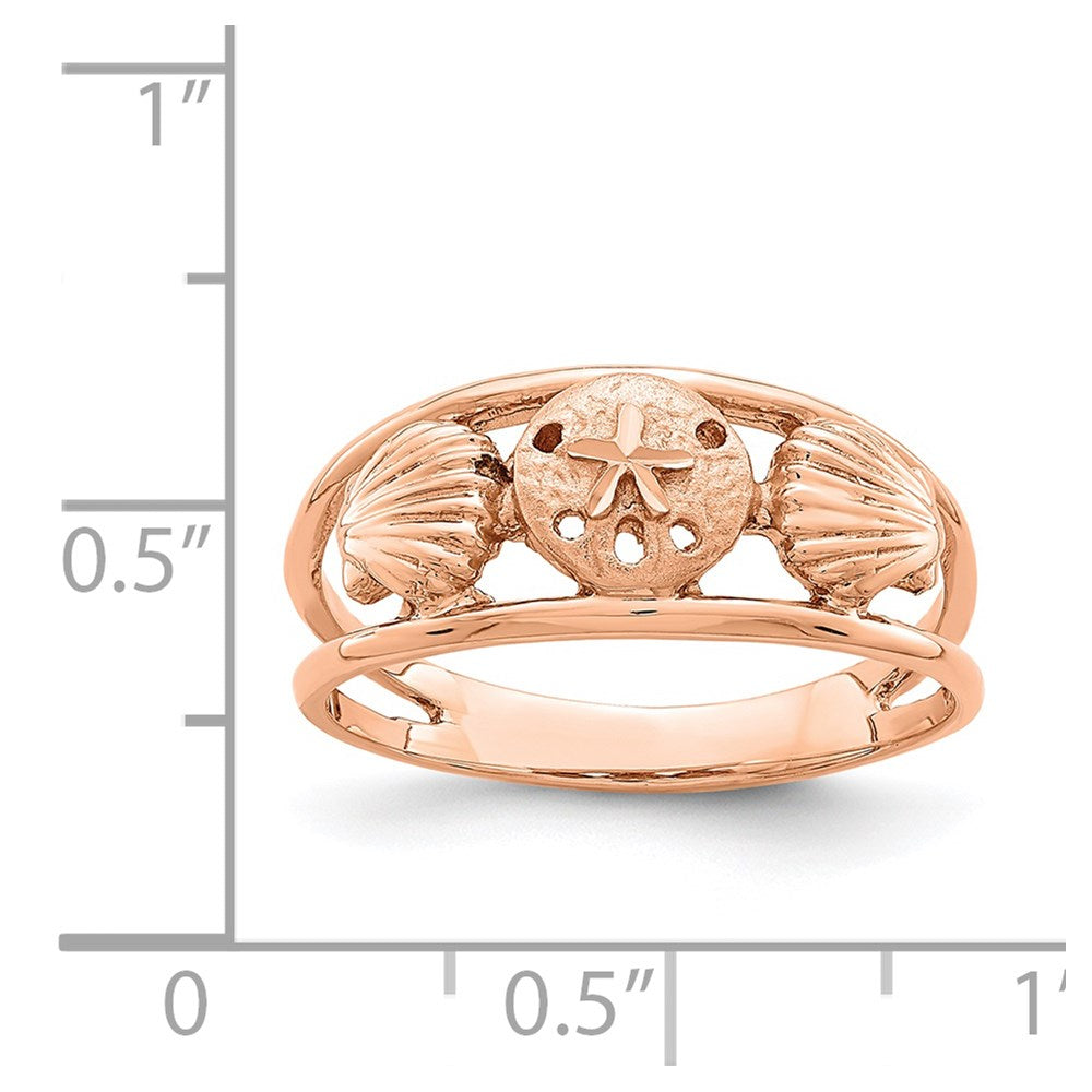 14K Rose Gold Brushed & Polished Sealife Ring