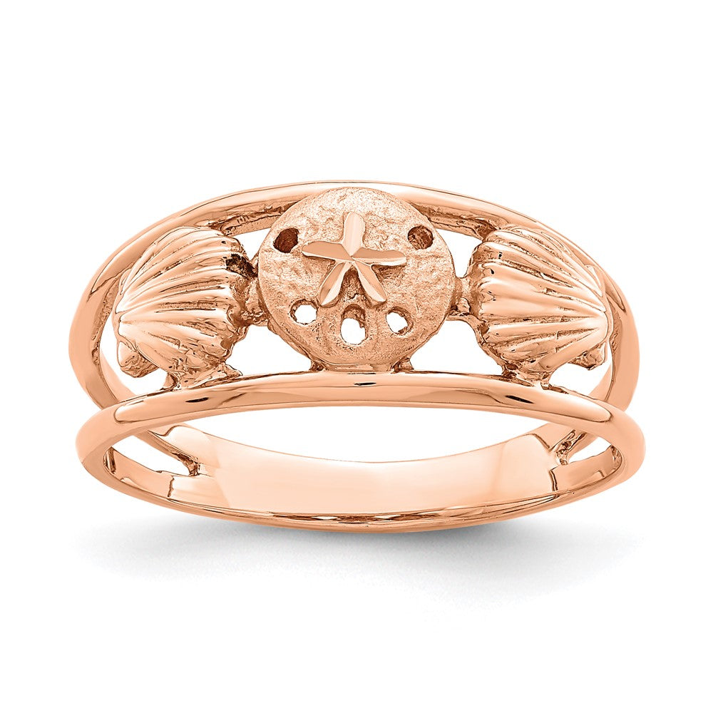 14K Rose Gold Brushed & Polished Sealife Ring