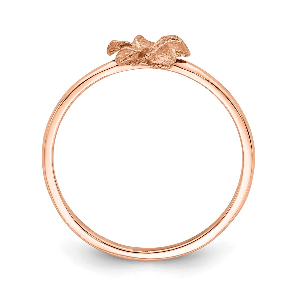 14K Rose Gold Brushed & Polished D/C Plumeria Ring