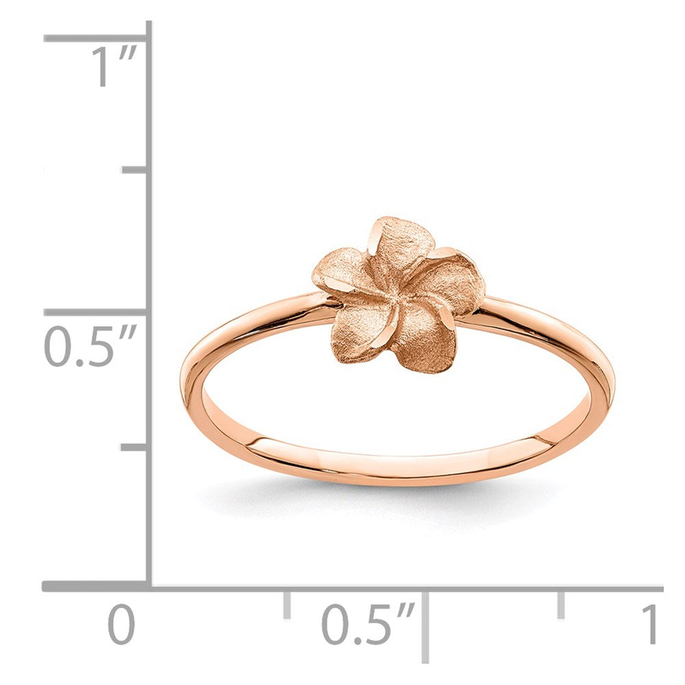 14K Rose Gold Brushed & Polished D/C Plumeria Ring