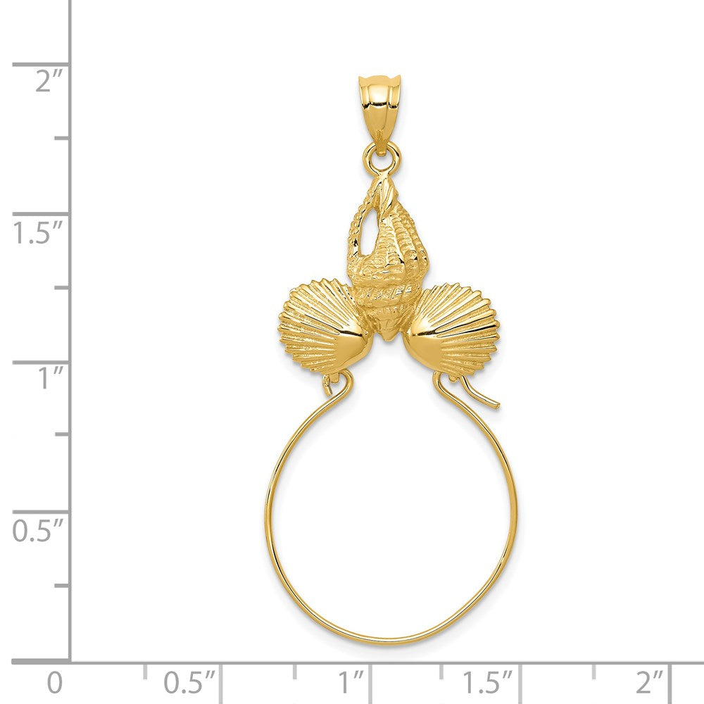 14k Yellow Gold Sea Shell Charm Holder