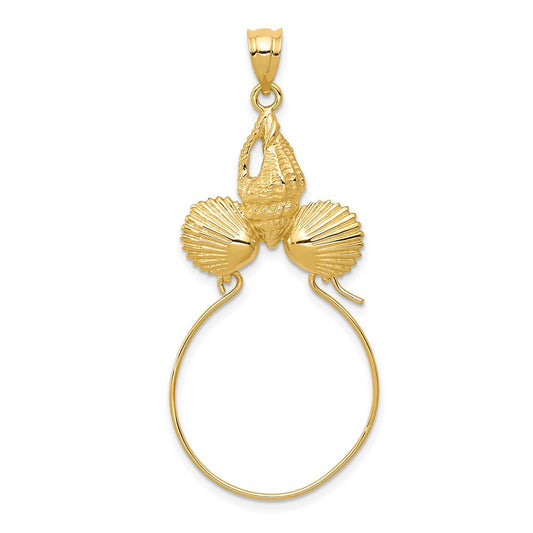 14k Yellow Gold Sea Shell Charm Holder