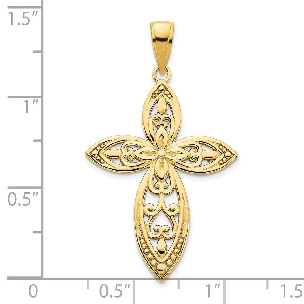 14k Yellow Goldy Fancy Cross Charm