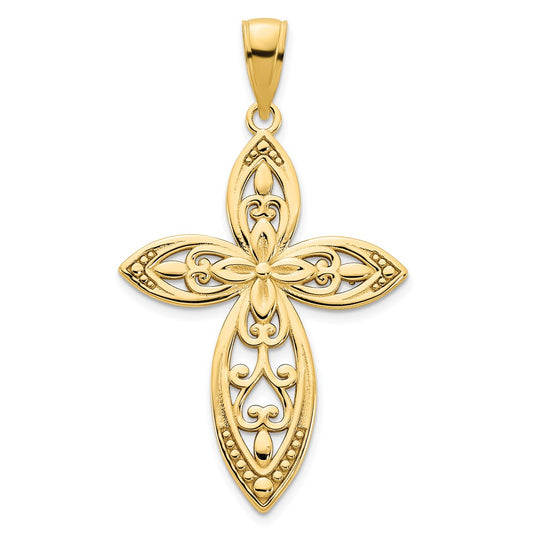 14k Yellow Goldy Fancy Cross Charm