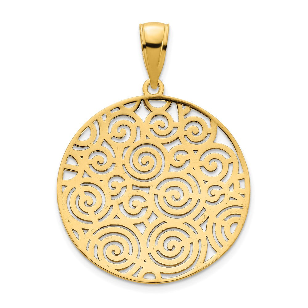 14k Yellow Gold Fancy Filigree Disc Pendant