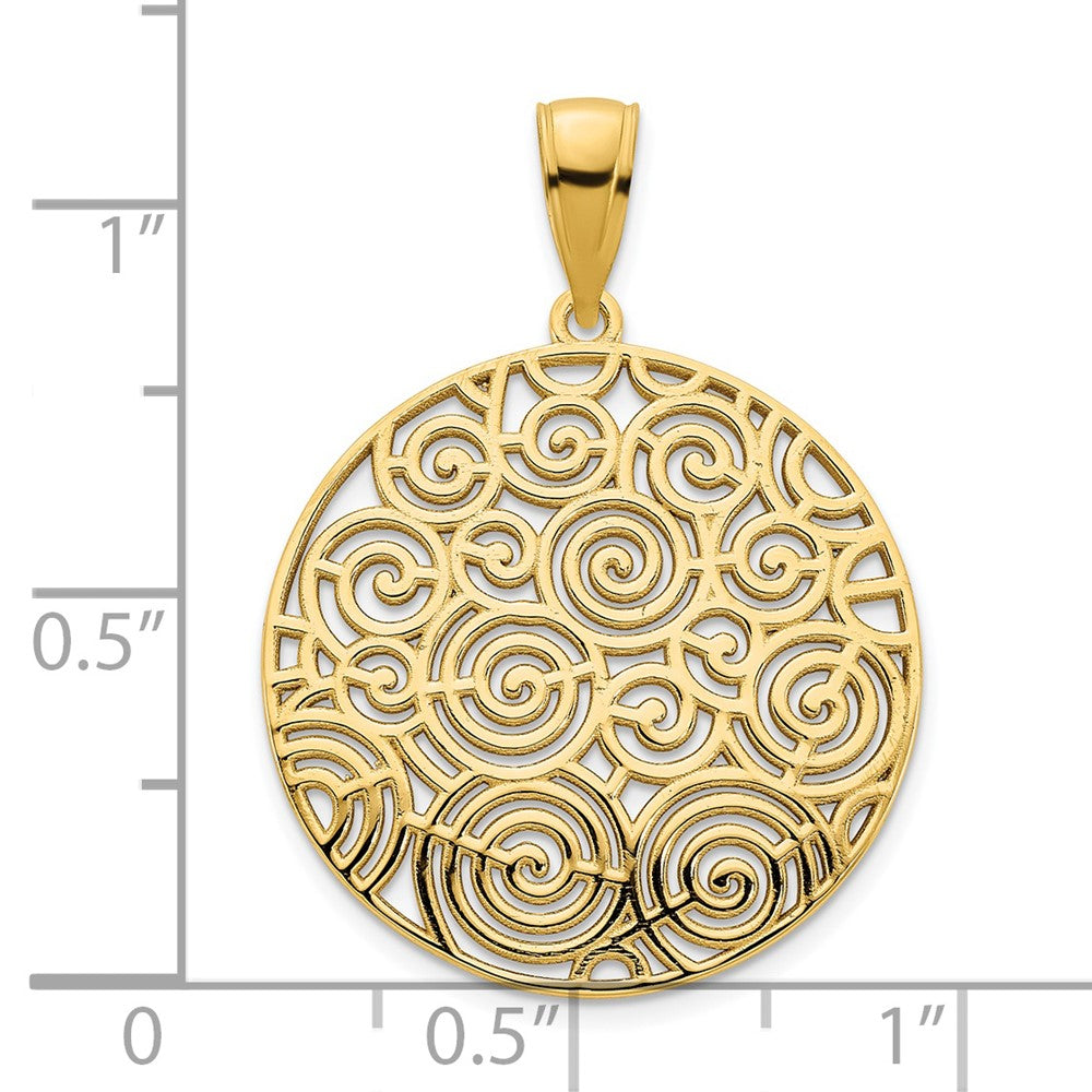 14k Yellow Gold Fancy Filigree Disc Pendant