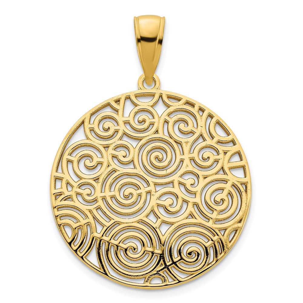 14k Yellow Gold Fancy Filigree Disc Pendant