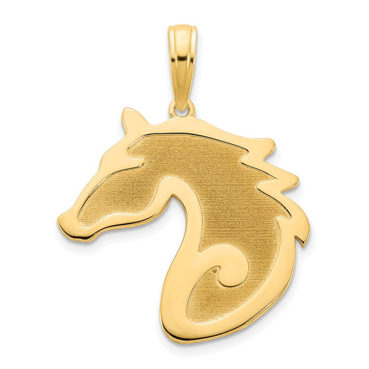 14k Yellow Gold Sandblasted Horse Head Charm