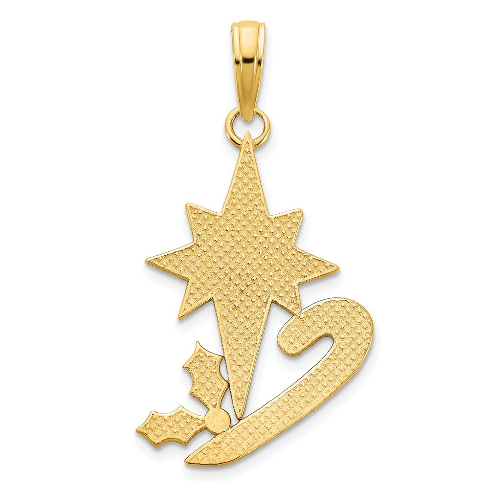 14k Yellow Gold Epoxy Candy Cane and North Star Pendant