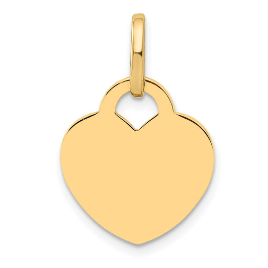 14k Yellow Gold Polished Heart Shaped Disc Pendant