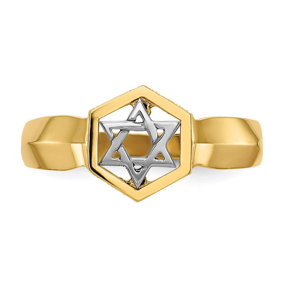 14k Two-Tone Gold Polished Star of David Ring