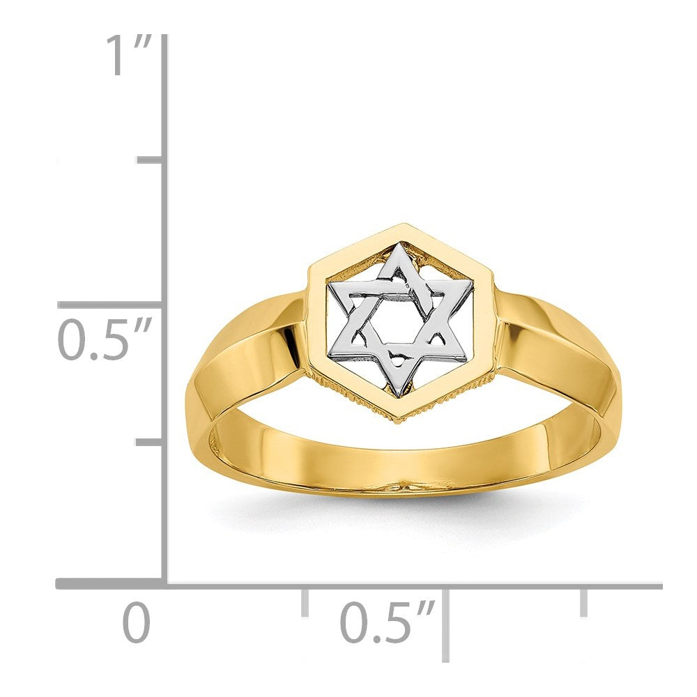 14k Two-Tone Gold Polished Star of David Ring