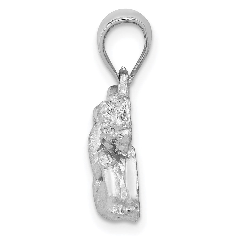 14k White Gold Satin Angel Charm