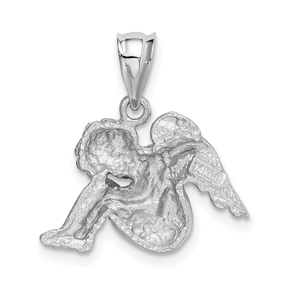 14k White Gold Satin Angel Charm