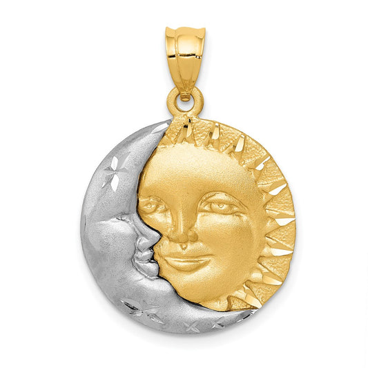 14k Two-tone Gold Sun and Moon Charm