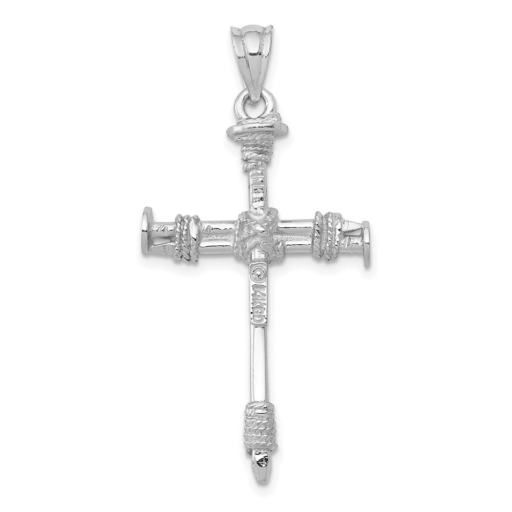 14k White Gold Nail Cross Pendant