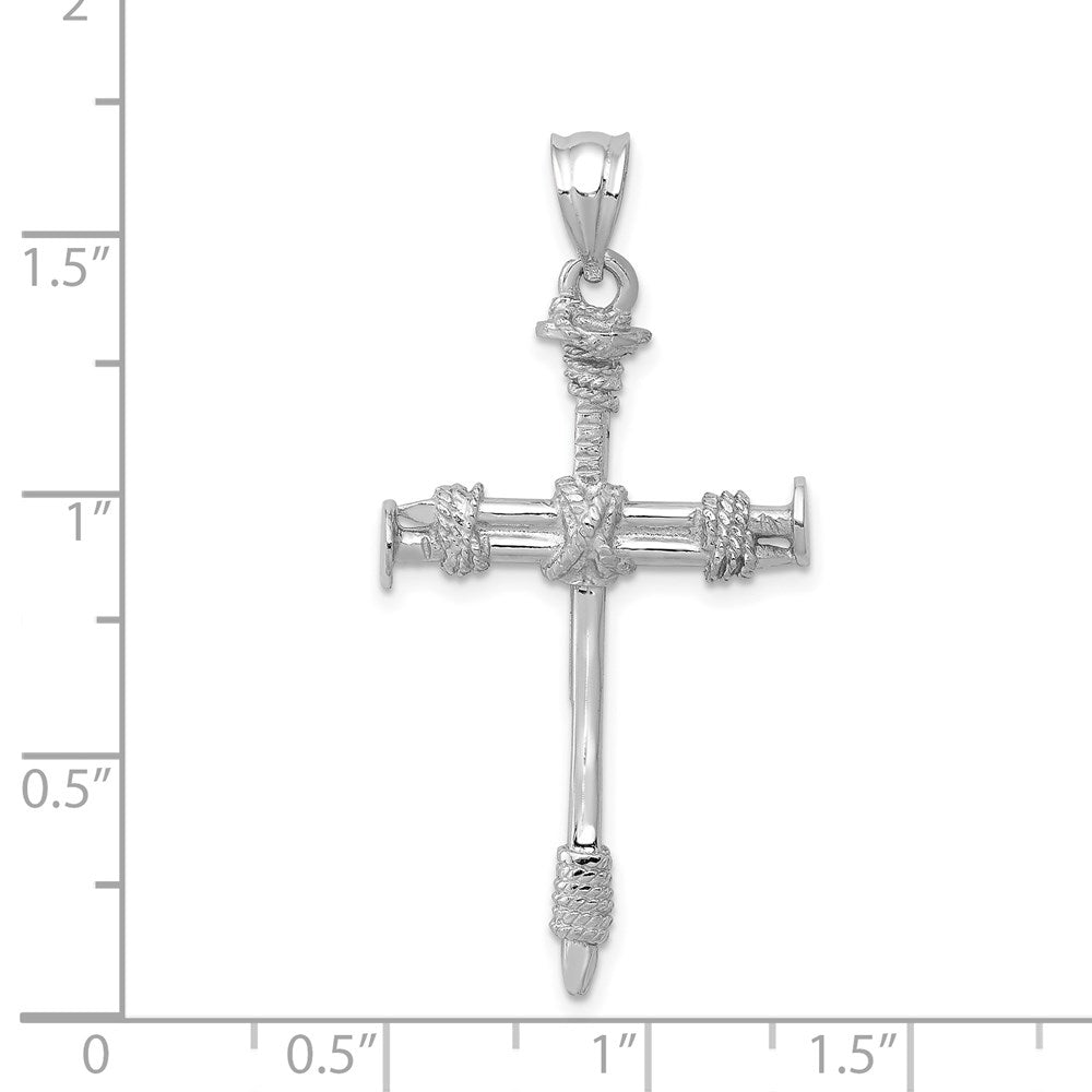 14k White Gold Nail Cross Pendant