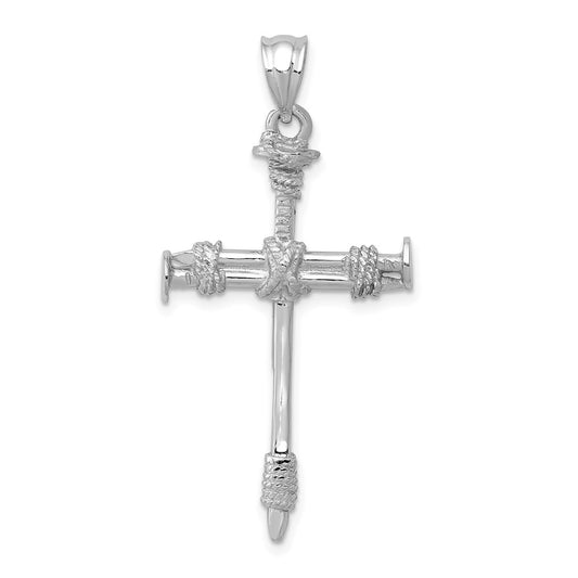 14k White Gold Nail Cross Pendant